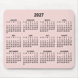Alfombrilla De Ratón Calendario 2027 Rosa y Negro