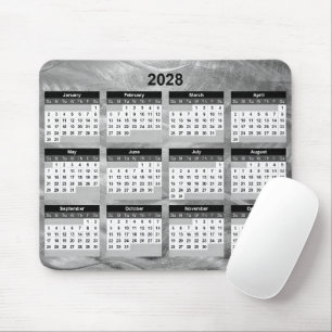 Alfombrilla De Ratón Calendario 2028 Acero Cepillado Ondulado Abstracto