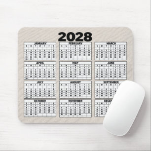 Alfombrilla De Ratón Calendario 2028 con fondo de arena de playa