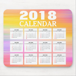 Alfombrilla De Ratón Calendario acuarela 2018  Mousepad