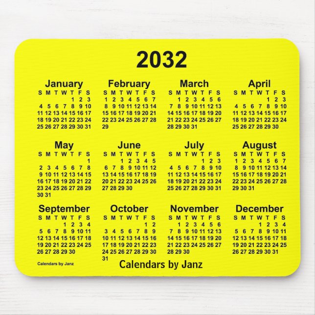 Alfombrilla De Ratón Calendario Amarillo 2032 de Janz Mouse Pad (Frente)