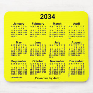 Alfombrilla De Ratón Calendario Amarillo 2034 de Janz Mouse Pad