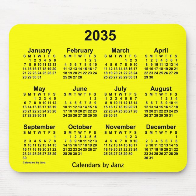 Alfombrilla De Ratón Calendario Amarillo 2035 de Janz Mouse Pad (Frente)