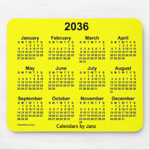 Alfombrilla De Ratón Calendario Amarillo 2036 de Janz Mouse Pad