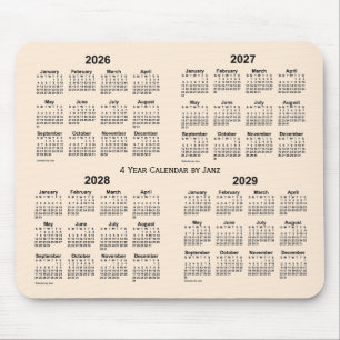 Alfombrilla De Ratón Calendario Antiguo Blanco de 4 años 2026-2029, de 
