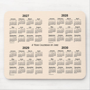 Alfombrilla De Ratón Calendario Antiguo Blanco de 4 años 2027-2030 de J