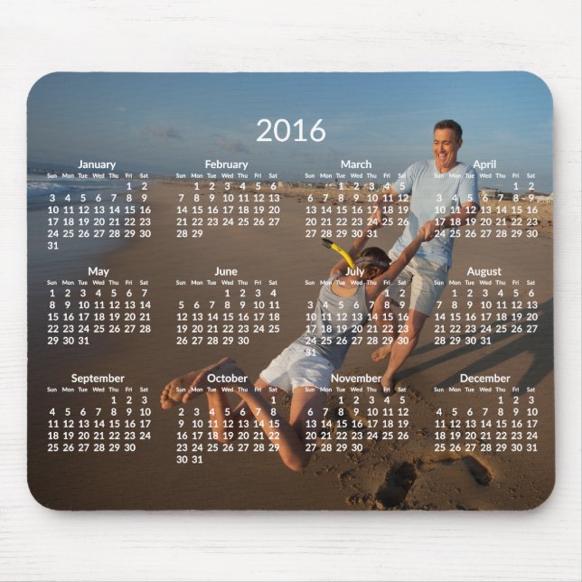 Alfombrilla De Ratón Calendario Anual 2016 Mousepads Añadir foto (Frente)