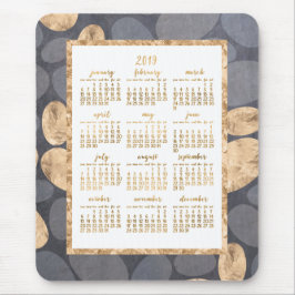 Alfombrilla De Ratón Calendario anual 2019 Relieve metalizado dorado de