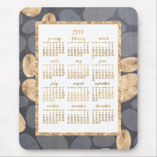 Alfombrilla De Ratón Calendario anual 2019 Relieve metalizado dorado de