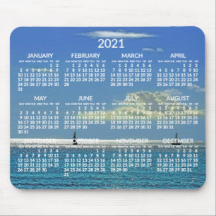 Alfombrilla De Ratón Calendario Anual 2021 Foto de la playa de Mousepad