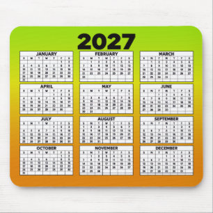Alfombrilla De Ratón Calendario anual de 12 meses para 2027