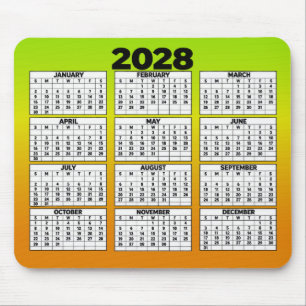 Alfombrilla De Ratón Calendario anual de 12 meses para 2028