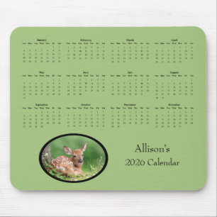 Alfombrilla De Ratón Calendario anual de cervatillo de cola blanca 2026