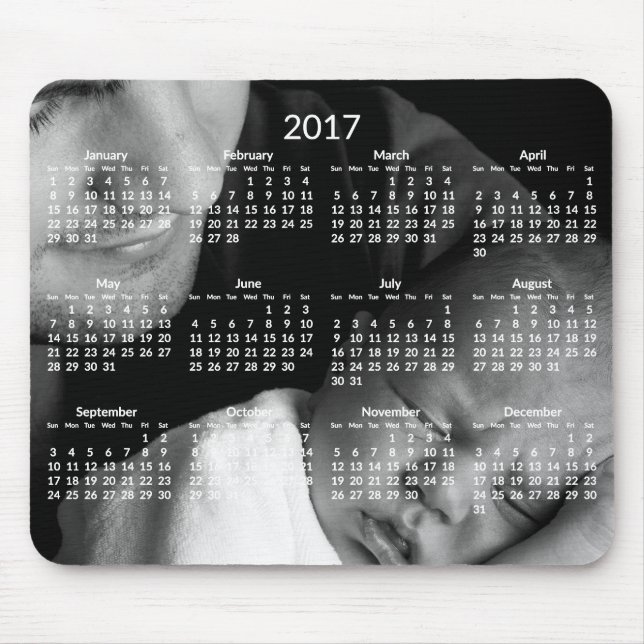Alfombrilla De Ratón Calendario Anual de personalizados 2017 Mousepads (Frente)