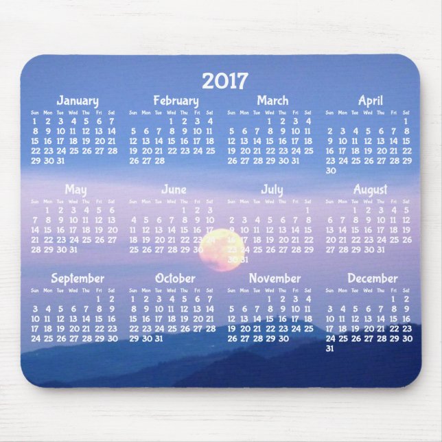 Alfombrilla De Ratón Calendario anual de personalizados 2017 Pads de ra (Frente)