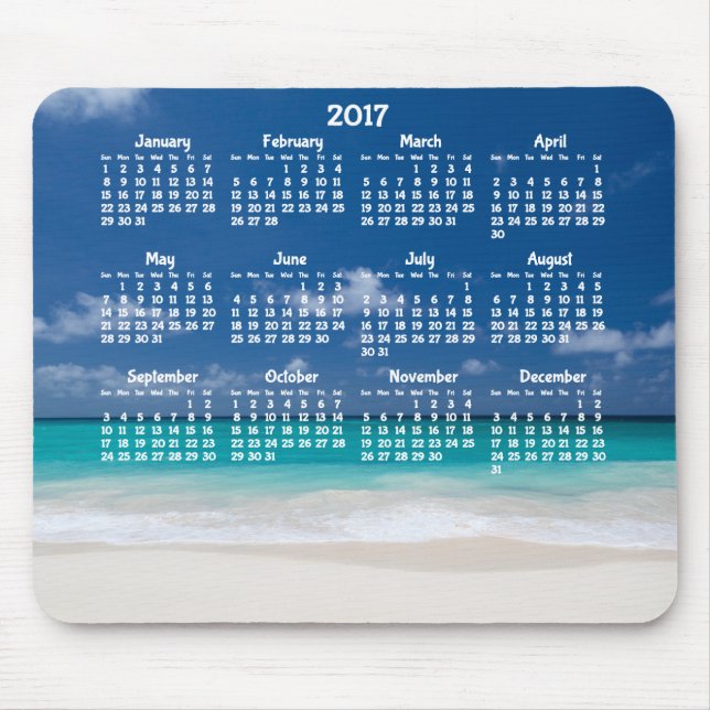 Alfombrilla De Ratón Calendario anual de personalizados 2017 Playa de a (Frente)