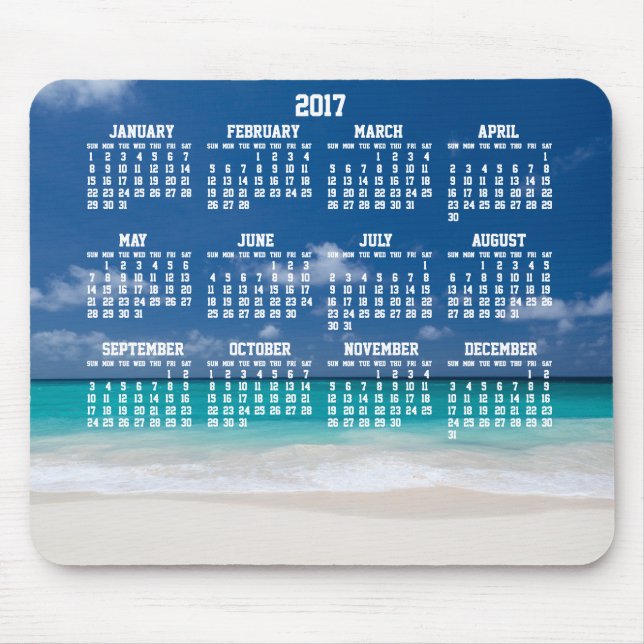 Alfombrilla De Ratón Calendario anual de personalizados 2017 Playa de a (Frente)