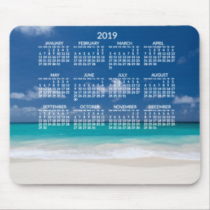 Alfombrilla De Ratón Calendario Anual de Playa 2019 Mousepads Añadir fo