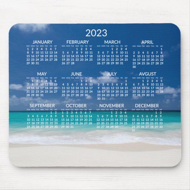 Alfombrilla De Ratón Calendario anual de playa 2023 para añadir foto (Frente)