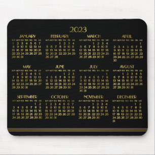 Alfombrilla De Ratón Calendario Anual del Black Art Deco 2023 Mousepad