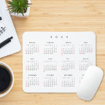 Alfombrilla De Ratón Calendario Anual del Simple Home Office 2024<br><div class="desc">Tipografía de escritura personalizado,  elegante,  simple blanco y negro,  calendario anual de 2024 de año completo,  tabique resistente al polvo y a la mancha con espalda no deslizante,  para casa y oficina. Hace un gran regalo personalizado para amigos,  familia,  compañeros de trabajo,  para vacaciones,  navidades,  años nuevos.</div>