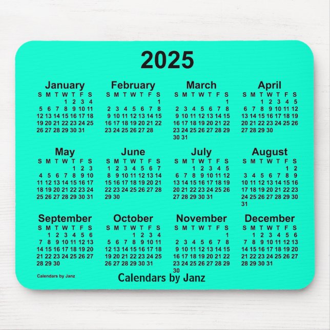 Alfombrilla De Ratón Calendario Aquamarine 2025 de Janz Mouse Pad (Frente)