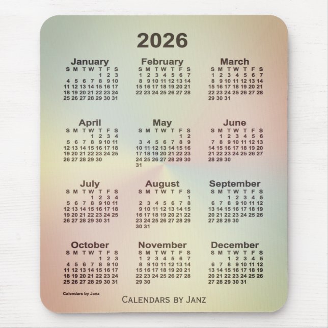 Alfombrilla De Ratón Calendario arcoiris de San Telmo 2026, de Janz (Frente)
