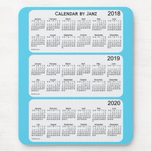 Alfombrilla De Ratón Calendario azul del cielo 2018-2020, de Janz