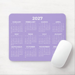 Alfombrilla De Ratón Calendario Básico Año Completo 2027 Lavanda Blanco