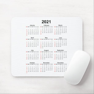 Alfombrilla De Ratón Calendario básico anual de 2021