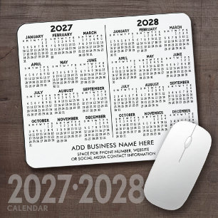 Alfombrilla De Ratón Calendario Básico de 2 Años Vista de año 2027 2028