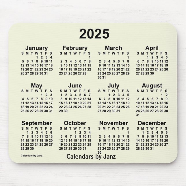 Alfombrilla De Ratón Calendario Beige 2025 de Janz Mouse Pad (Frente)