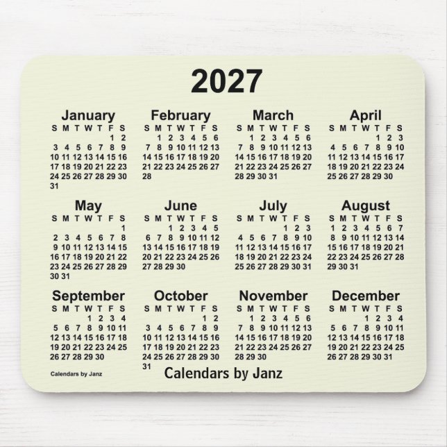 Alfombrilla De Ratón Calendario Beige 2027 de Janz Mouse Pad (Frente)