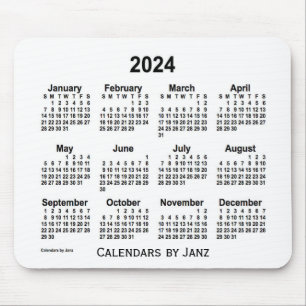 Alfombrilla De Ratón Calendario blanco 2024 de Janz Mouse Pad
