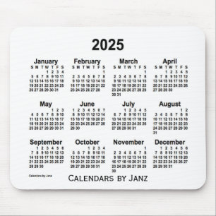 Alfombrilla De Ratón Calendario blanco 2025 de Janz Mouse Pad