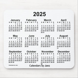 Alfombrilla De Ratón Calendario blanco 2025 de Janz Mouse Pad