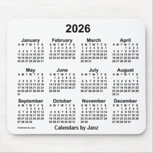 Alfombrilla De Ratón Calendario blanco 2026 de Janz Mouse Pad