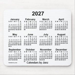 Alfombrilla De Ratón Calendario blanco 2027 de Janz Mouse Pad