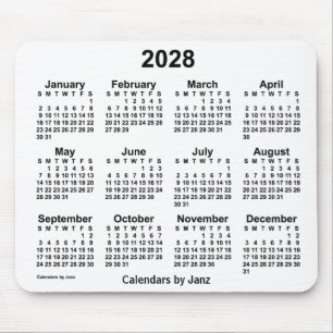 Alfombrilla De Ratón Calendario blanco 2028 de Janz Mouse Pad