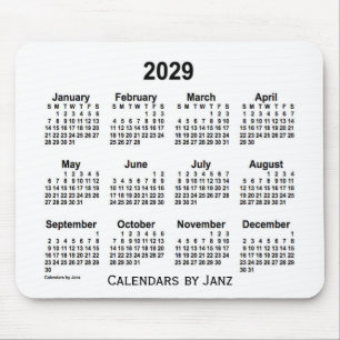 Alfombrilla De Ratón Calendario blanco 2029 por Janz Mouse Pad