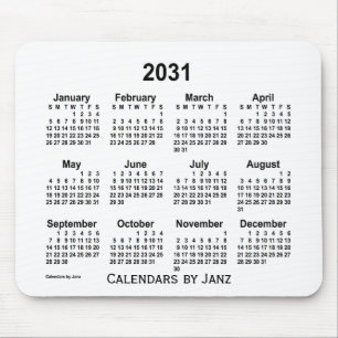Alfombrilla De Ratón Calendario blanco 2031 de Janz Mouse Pad