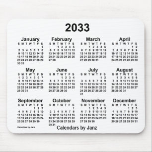 Alfombrilla De Ratón Calendario blanco 2033 de Janz Mouse Pad