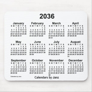 Alfombrilla De Ratón Calendario blanco 2036 de Janz Mouse Pad