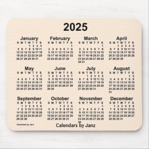 Alfombrilla De Ratón Calendario Blanco Antiguo 2025 por Janz Mouse Pad
