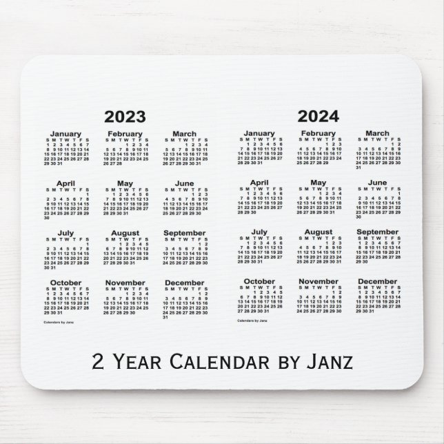 Alfombrilla De Ratón Calendario Blanco de 2 años 2 2023-2024 de Janz Mo (Frente)