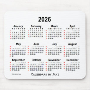 Alfombrilla De Ratón Calendario Blanco de 52 semanas 2026 de Janz