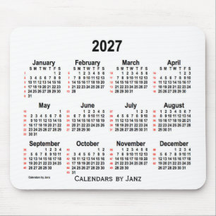 Alfombrilla De Ratón Calendario Blanco de 52 semanas 2027 de Janz