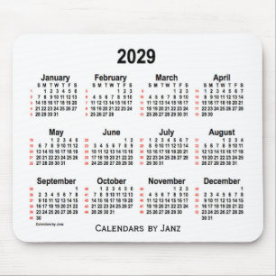 Alfombrilla De Ratón Calendario Blanco de 52 semanas 2029 de Janz