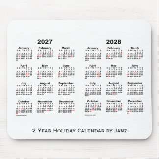 Alfombrilla De Ratón Calendario blanco de vacaciones de 2 años 2 años 2