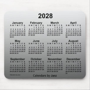 Alfombrilla De Ratón Calendario blanco desvanecido de 2028 por Janz Mou